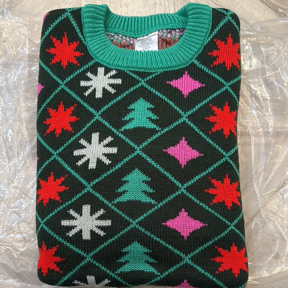 Starbucks Festive Green and Red Sweater